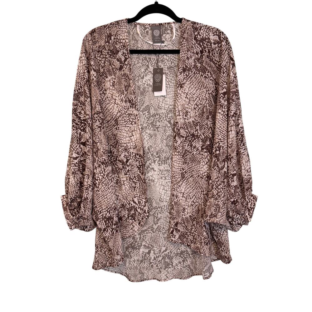 Vince Camuto Cover Up Brown Snakeskin Animal Print Open Front 3/4 Sleeve OS NWT